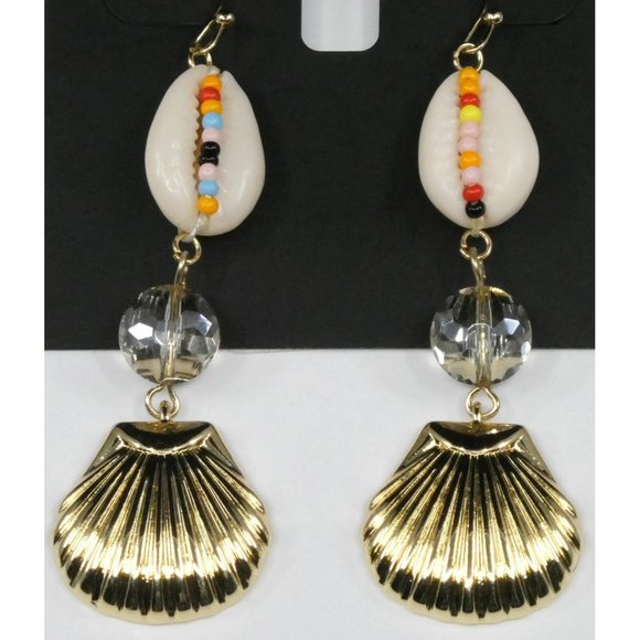 Vibrant I.N.C. Gold-Tone Multicolor Bead Shell Triple Drop Earrings – 50% Off - Picture 2 of 4